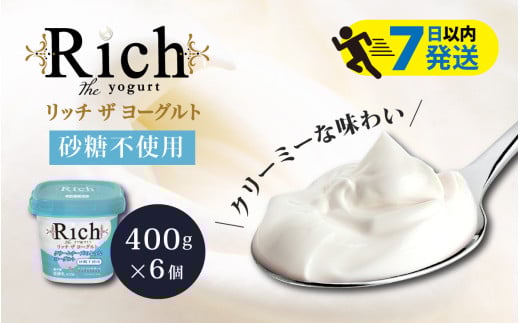 【砂糖不使用】 共進牧場 リッチザヨーグルト 400g×6個/ ヨーグルト 生乳 リッチ 乳製品 お取り寄せ スイーツ 洋菓子 健康 ギフト プレゼント 誕生日 朝食 クリーミー 濃厚 生乳 パン スコーン パフェ フルーツサンド アレンジ  誕生日 共進 兵庫県 兵庫