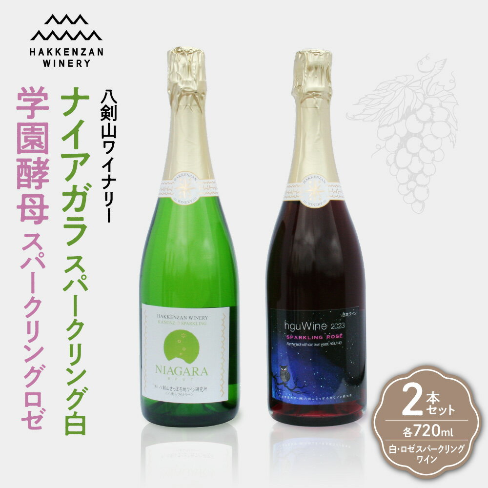 【ふるさと納税】 スパークリングワイン 白ワイン ロゼワイン 720ml 2本 セット 飲み比べ 辛口 ドライ スパークリング 白 ロゼ ワイン 炭酸 ナイアガラ 学園酵母 お酒 アルコール 酒 八剣山ワイナリー さっぽろ地ワイン 記念日 ギフト 北海道 札幌市