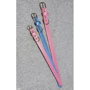 ペット用品(首輪) 牛革シボ型押しラメカラー・ブルー首輪#24【1657322】