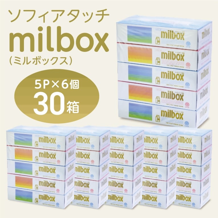 
                  0008-107-01 マスコー製紙 ミルボックス ティッシュペーパー 180組×5箱×6パック (30箱)
                