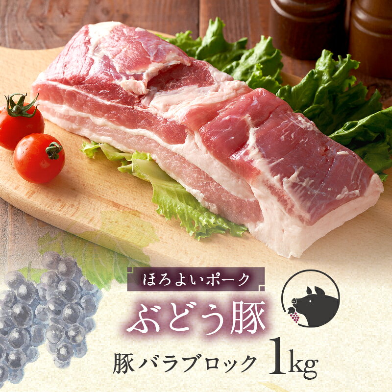 【ふるさと納税】希少 ブランド豚 綾ぶどう豚 バラブロック 1kg / 豚肉 豚バラ ブロック肉 国産 宮崎県産 銘柄豚 ブランド豚 冷凍 おかず 厚切り 角煮 チャーシュー 焼肉 サムギョプサル ふるさと納税 送料無料