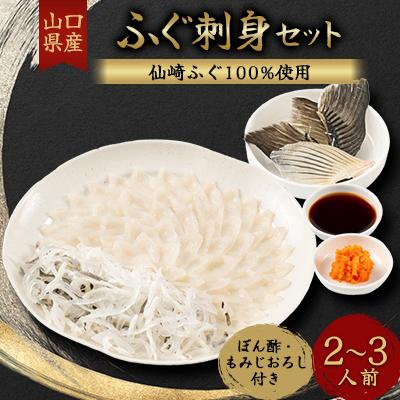 ふるさと納税 長門市 とらふぐ刺身セット2〜3人前　冷凍　とらふぐ刺身80g・皮刺身80g・ヒレ4枚・もみじおろしポン酢