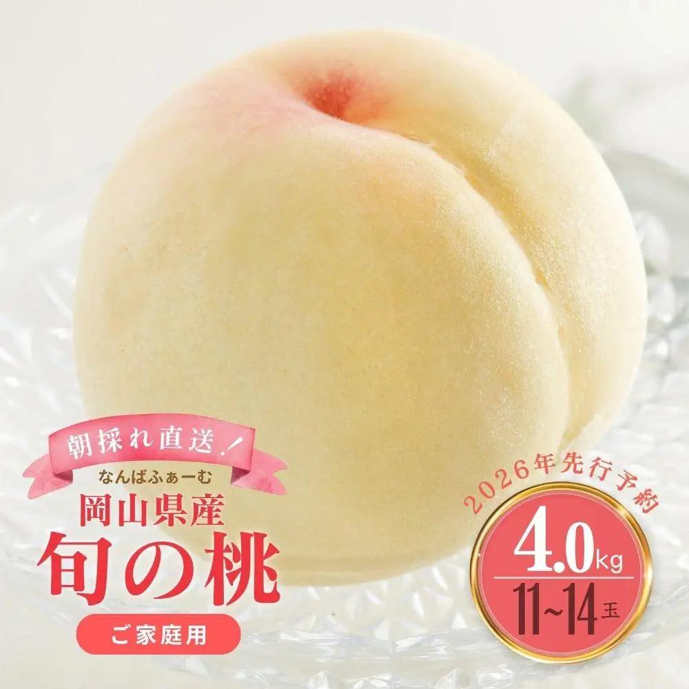 【2026年先行予約】［なんばふぁーむ］岡山県産 旬の桃 4.0kg（11～14玉）［ご家庭用］