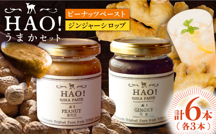 
                  【HAO！うまかセット】ピーナッツペースト＆ジンジャーシロップ 計6本（各3本）セット《小値賀町担い手公社》【小値賀町】濃厚 ピーナッツバター 落花生 生姜 スパイス 常温 [DAA051]
                