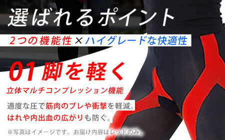 【Lサイズ】Runtageスポーツタイツ アスリートランナーPRO version2 十分丈＜レッド＞【イイダ靴下株式会社】[HBB039]