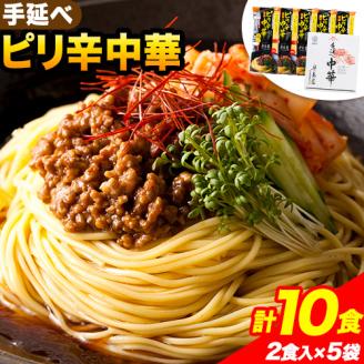 手延べピリ辛中華 タレ付き 1袋300g ( 麺 180g スープ 60g×2 ) 計10食 《30日以内に出荷予定(土日祝除く)》---124_153_30d_23_13000_s---