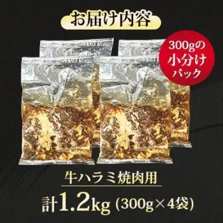 【福岡県水巻町よりお届け】牛ハラミ 焼肉用 味付き 肉厚カット 1.2kg 下味付き 冷凍【配送不可地域：離島】【1718480】
