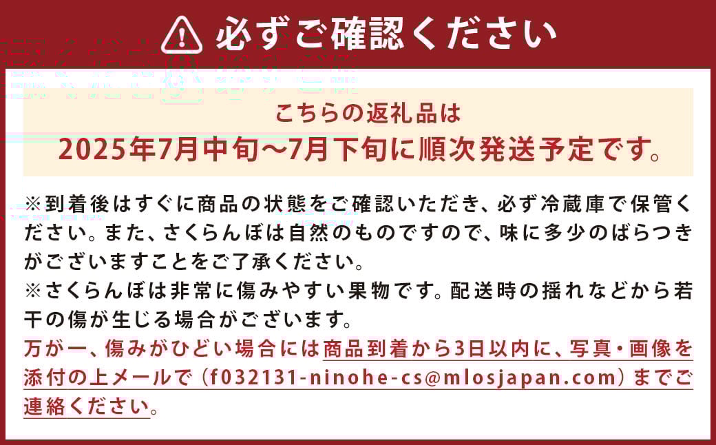 二戸産 さくらんぼ 【紅秀峰】 約700g