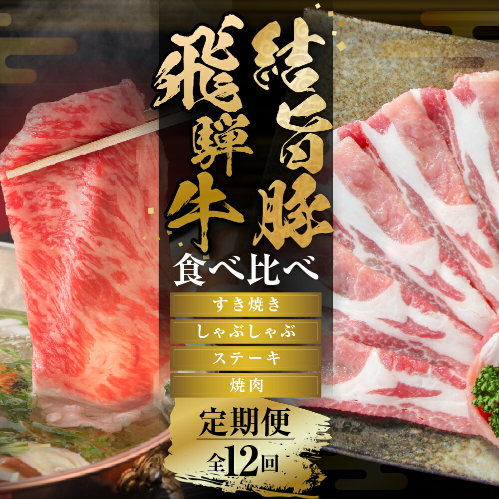 【ふるさと納税】《定期便》全12回 飛騨牛＆ 結旨豚 大容量 | 肉 お肉 豚肉 牛肉 国産 食べ比べ セット 白川郷 岐阜県 白川村 ブランド豚 人気 おすすめ ギフト 飛騨高山ミート 198000円 [MS108]