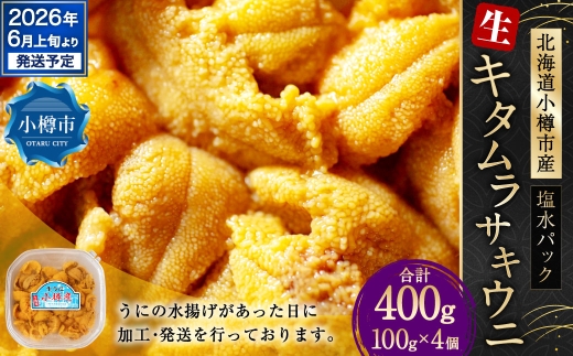 生うに 400g うに ウニ キタムラサキウニ 塩水パック 魚介類 水産物 海産物 海鮮 ホイル焼き 茶わん蒸し パスタ うに鍋 うにしゃぶ 刺身 ウニ丼 海鮮丼 手巻き寿司 海の幸 北海道 小樽市【2026年6月上旬-7月下旬 発送予定】