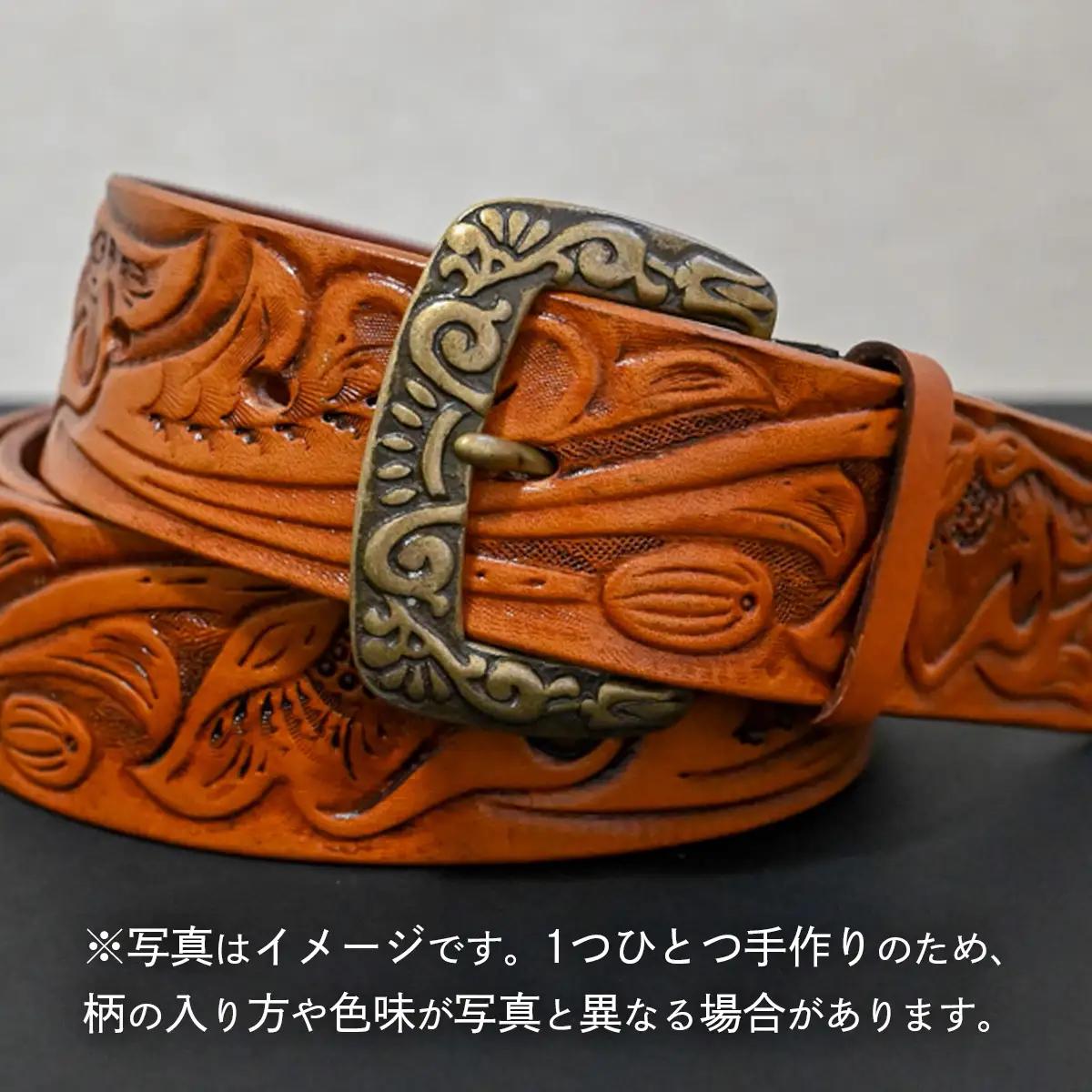 牛革ベルト アンティークタン染め【太さ40mm / 厚さ3.7mm / L(130cm)】 [BE046ya-L]