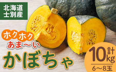 【B7082】北海道士別産 かぼちゃ（計10㎏・6～8玉）【9月下旬以降、準備ができ次第順次発送】北海道産 国産 カボチャ 南瓜 野菜 煮物 サラダ 天ぷら 甘い 味覚の秋 【吉方農園】