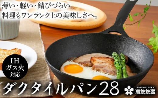 鉄 フライパン ダクタイルパン28cm 錆びにくい 岩鉄 鉄器 BBQ アウトドア キャンプ 直火 テフロン より長持ち IH対応 簡単メンテナンス 岩手製鉄 岩手県 北上市 L0105