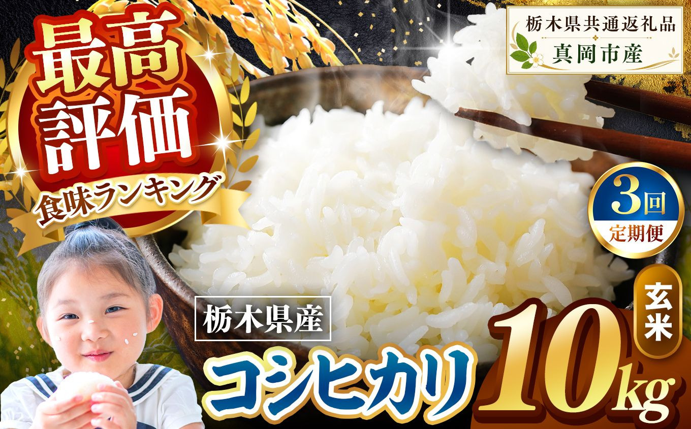 【定期便3回】栃木県産 こしひかり 玄米 10kg 2026年 先行予約 新米 | 栃木県 矢板市 【3回】こしひかり 10kg | 64800円