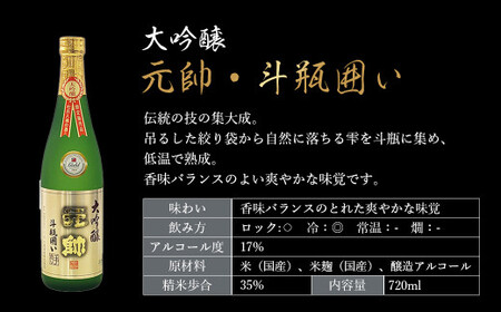 大吟醸・元帥・斗瓶囲い 【倉吉市】お酒 日本酒 山田錦 酒造 地酒