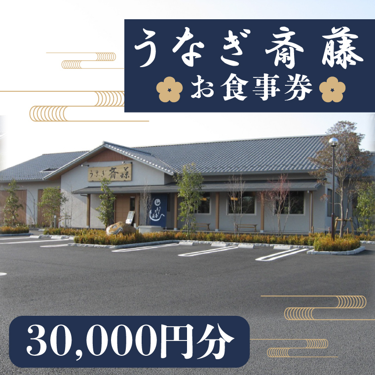 うなぎ斎藤　お食事券　30,000円分【茨城県 水戸市 うなぎ 鰻 うなぎ斎藤 お食事券 食事券 30000円分】（FM-2）
