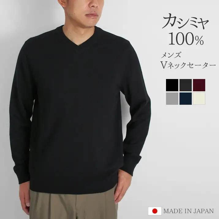 【先行予約】カシミヤVネックセーター ( ブラック・M ) | メンズ ニット