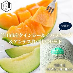 【発送月固定定期便】4・5・6月発送 山一ファーム 鉾田市 メロン食べ比べ 3種類全3回【配送不可地域：離島・沖縄県】【4071255】