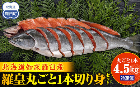 羅臼産　羅皇（鮭）丸ごと1本4.5kg切り身セット ｜北海道　鮭
