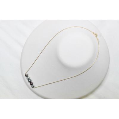 ふるさと納税 神戸市 神戸加工のあこや黒染め真珠5個ネックレス全長42cm |  | 01