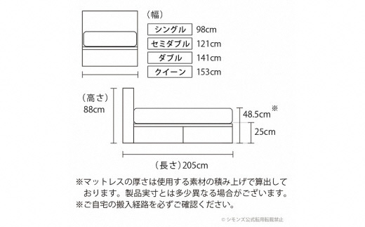 AW58【シモンズ】シングルベッド　BSシェルフスリム　引出付/BSゴールデンバリューAB2111A　グレージュ