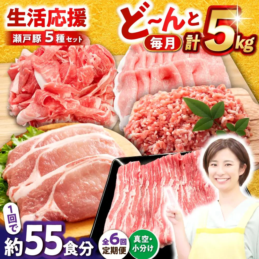 【全6回定期便】瀬戸豚 生活応援セット 計5kg / 豚肉 しゃぶしゃぶ セット [BBBQ217] 豚肉定期便