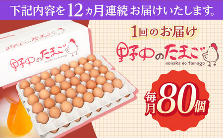 【12回定期便】野中のたまご  80個×12回 計960個 / 川棚町たまご 長崎県産たまご 九州産たまご 国産たまご 鮮度 高品質たまご たまご 小分けたまご たまご焼き たまご焼き パックたまご 