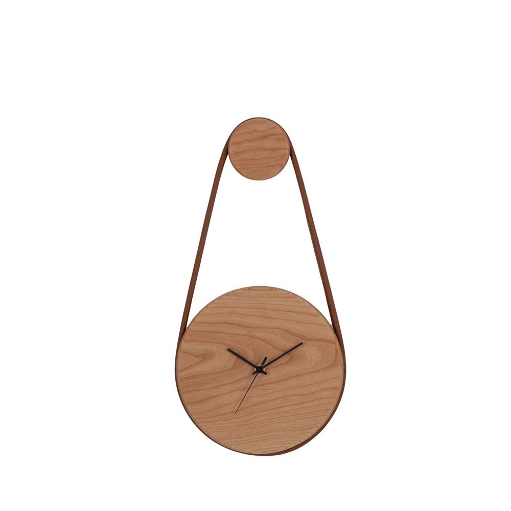 【ふるさと納税】ペデルクロック CH／本革ブラウン時計 掛け時計 飛騨の家具 飛騨家具 木馬舎 AY046