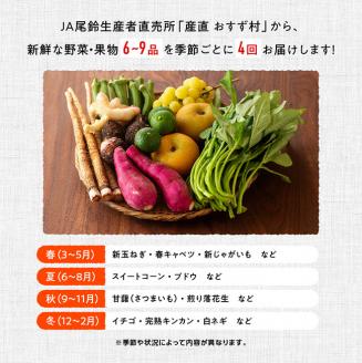 【定期便】産直おすず村 季節の野菜と果物 厳選 詰め合わせセット（小） 全4回【旬野菜 フルーツ 直売所 産地直送 宮崎県産】[G3802]