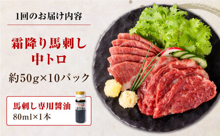 【全6回定期便】【熊本肥育】熊本ならでは！霜降り馬刺しをたっぷり楽しむセット 500g 【株式会社 利他フーズ】[YBX042]