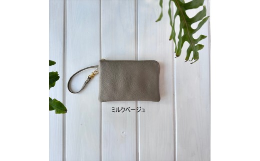 ストラップ付きポーチ：配送情報備考　ミルクベージュ