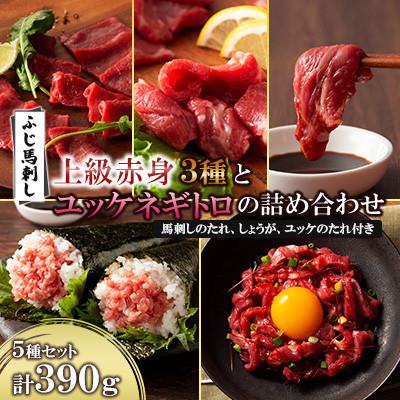 ふるさと納税 南関町 ふじ馬刺し上級赤身3種とユッケネギトロの詰め合わせ(南関町)