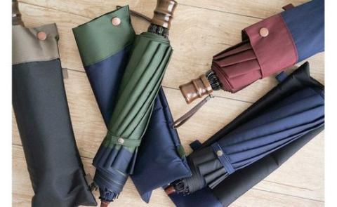 【数量限定】橘　折りたたみ傘　60cm　10本骨(ネイビー×ワイン)