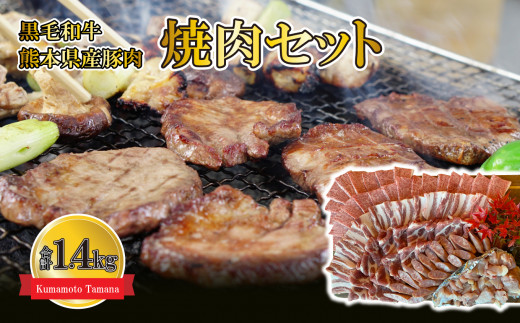 
黒毛和牛 熊本県産豚肉 焼肉セット 合計1.4kg
