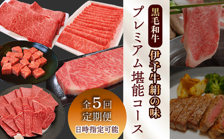 5回定期便【日時指定可・冷蔵】伊予牛絹の味 プレミアム堪能コース ※関東以北・沖縄は冷凍｜ 黒毛和牛 A4～A5