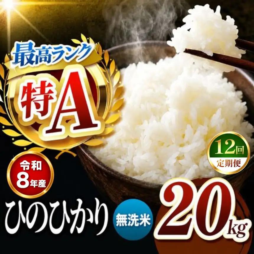 【 定期便 12回 】R8年産 熊本県産 無洗米 ひのひかり 20kg