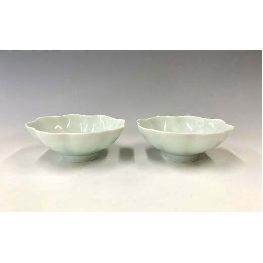 中仙窯 有田焼 青白磁輪花鉢ペア（中尾純作） A45-148_イメージ2
