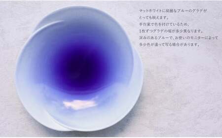 A12-107【まるふくオリジナル】有田焼 Blue Gradation Plate 青 ブルー グラデーション 夏の器 涼し気 大皿 パスタ皿