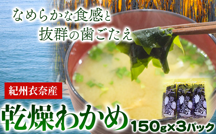 
紀州衣奈産 乾燥わかめ 450g 150g×3パック 2024年産 スマイル《30日以内に出荷予定(土日祝除く)》 和歌山県 日高町 ワカメ お味噌汁 サラダ 酢の物
