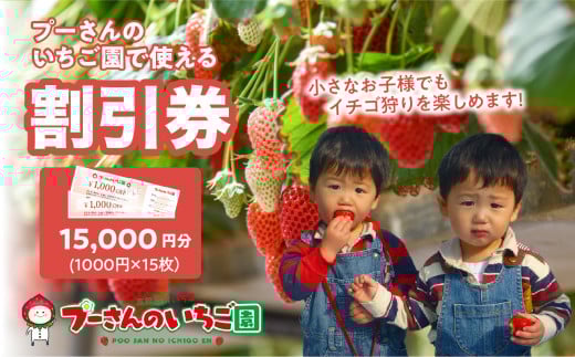 プーさんのいちご園　割引券（15,000円分） 福岡県 八女市