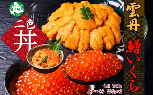 3619. 雲丹 100g 鱒いくら醤油漬け 100g×2個 うに ウニ チリ産 冷凍 いくら イクラ ます マス いくら醤油 お取り寄せ 魚卵 海鮮丼 二色丼 海鮮 寿司 送料無料 北海道 弟子屈町