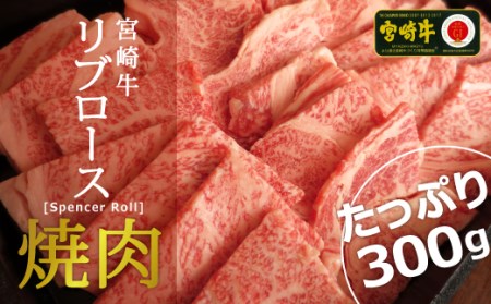 ＜宮崎牛＞リブロース焼肉300g ※90日以内出荷【C294】