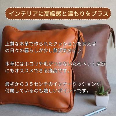 ふるさと納税 福岡市 エイジングを楽しむ上質レザークッション【キャメル】博多革工房Japlish EJ03 |  | 01