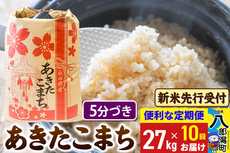 
            《令和7年産 新米受付》《定期便10ヶ月》あきたこまち 27kg【5分づき】 秋田県産 こまちライン
          