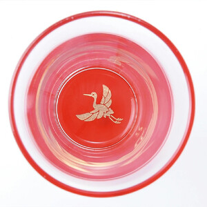 みよし漆器本舗 紀州塗り ぬりもん de Verre 一口グラス マスセット 赤（鶴） グラス：100ml／マス：90ml