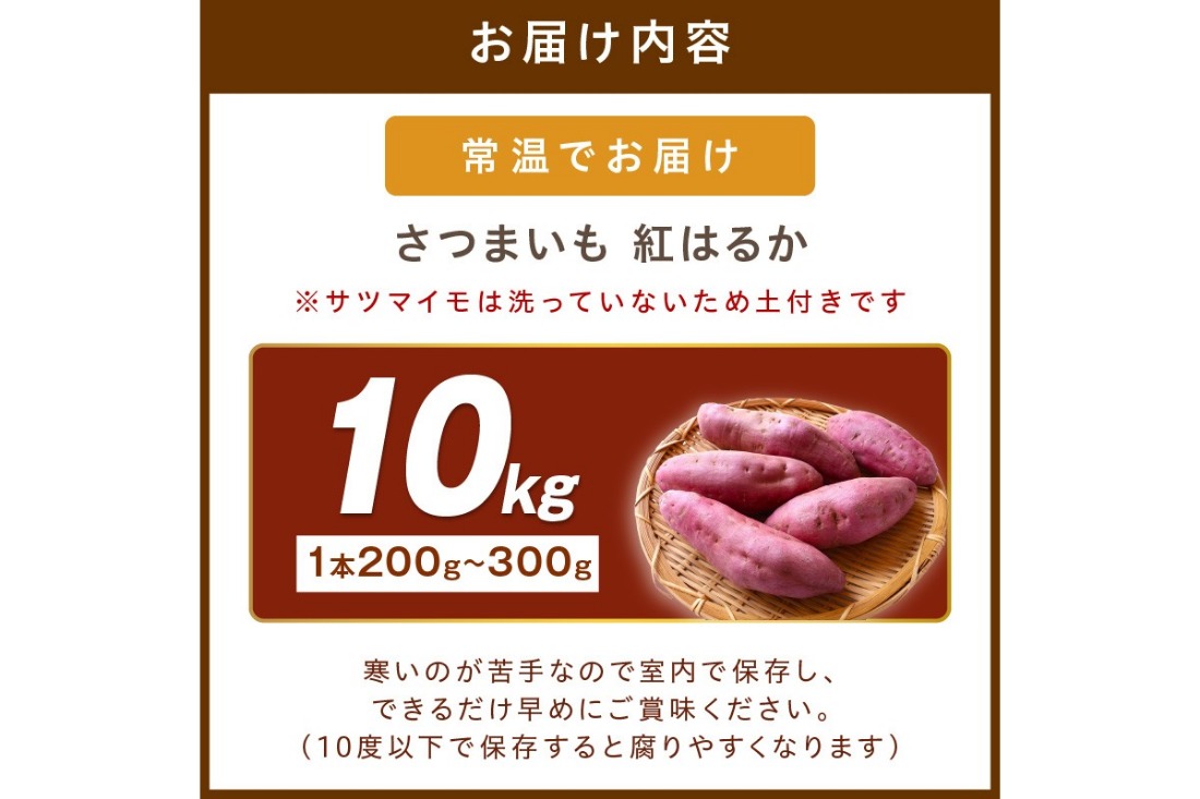 さつまいもオブザイヤー紅はるか部門全国1位 京都・ 丹後産　さつまいも 紅はるか　土付き（1本200g〜300g）10kg　TF00022