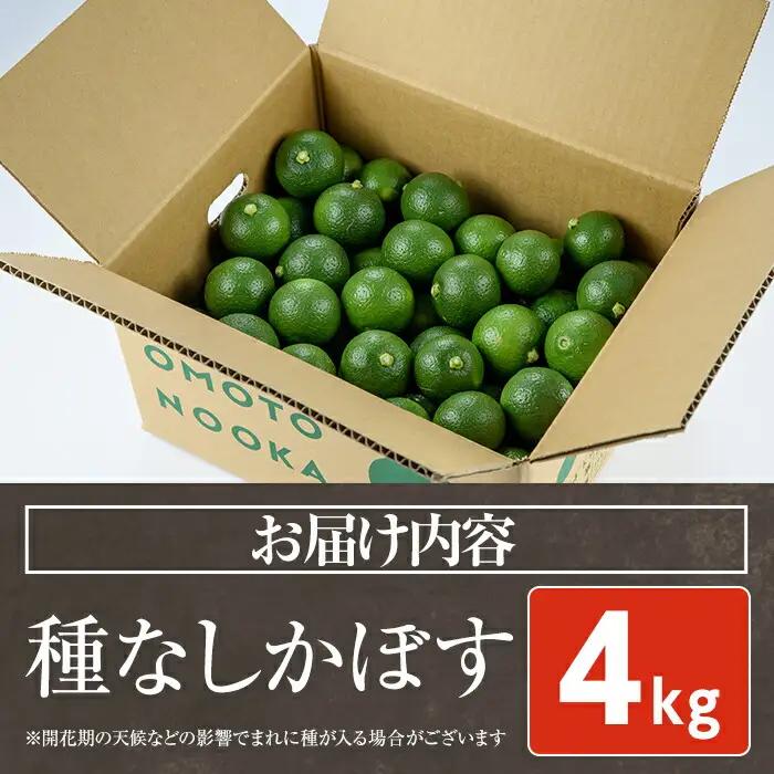 ＜先行予約受付中！2026年8月下旬以降順次発送予定＞おもとの丘の種なしかぼす(4kg)柑橘 かんきつ カボス 種無し 期間限定【111300900】【未来農林】
