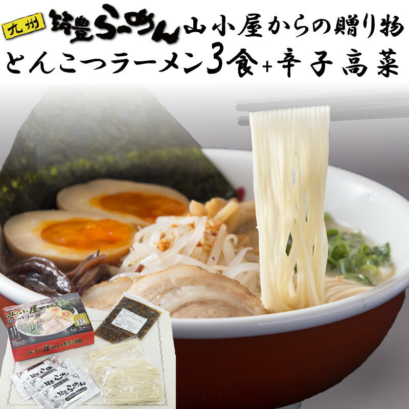 【ふるさと納税】山小屋からの贈り物(とんこつラーメン3食)＋辛子高菜セット【A-842】