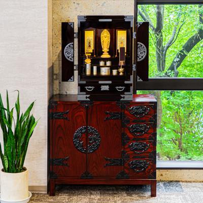 ふるさと納税 利府町 仙台箪笥 仙台仏壇23号 中3段　木地呂漆調ウレタン仕上げ(お申込書返送後1ヵ月〜3ヵ月程でお届け) |  | 02