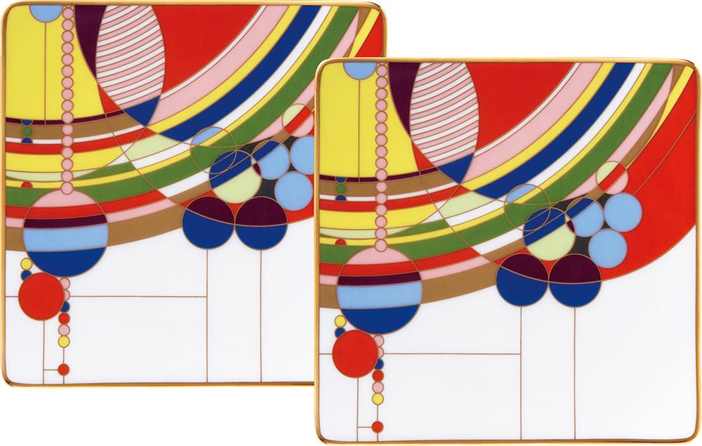 
フランク・ロイド・ライト デザイン テーブルウェア(マーチバルーンズ)15cmスクエアプレートペアセット H1021
